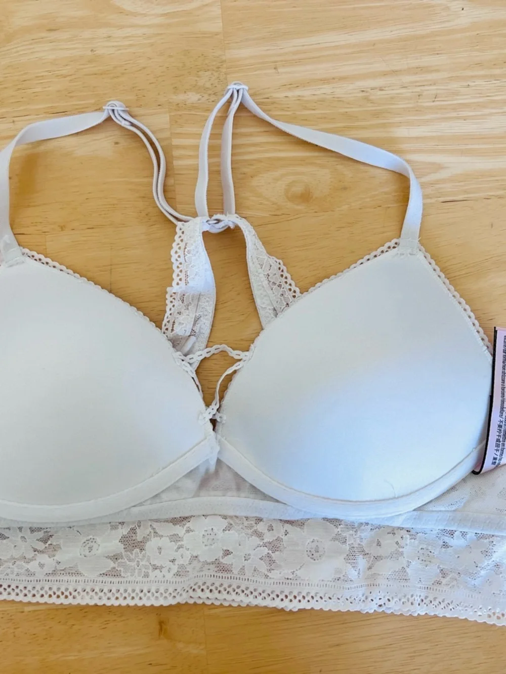 Victoria's Secret White Lace Longline Bralette M